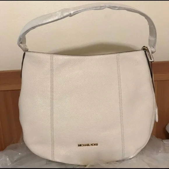 Michael Kors Brooke Large Hobo Shoulder Bag Ivory Leather - Picture 4 of 7